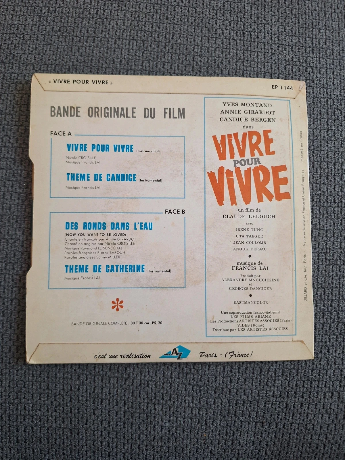 Vinil 45 Voltas - Vivre pour vivre (B.O.F. Claude Lelouch) - Francis Lai (1967) – photo 2